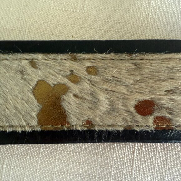 Streets Ahead Calf Hair Brown Metallic Gold Leather Belt EUC sz L - Picture 7 of 7